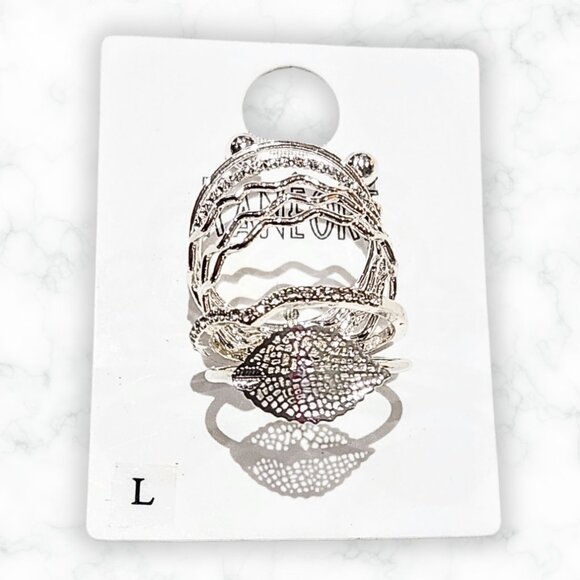 Kanèoré Jewelry - NWT Kanèoré Women's Silver Tone Thin Set of 7 Stackable Rings - Size 9.25